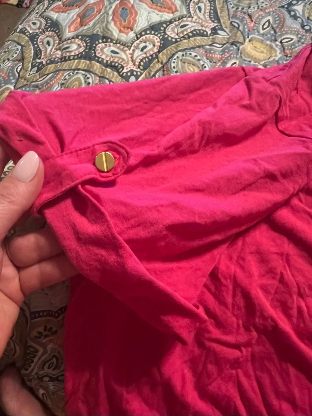 Philosophy Hot Pink Short Sleeve Tee with Gold Accent